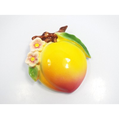 Vintage Japan Peach Fruit with Flower Blossom Wall Pocket   123169144154